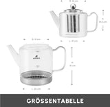 Karaca Dora Borosilikatglas-kedelsæt med rustfrit stål-te-temaskine, 2L-kedel og 1L-glaskedel med infuser, tyrkisk kedel, Caydanlik, tyrkisk urtetemaskine, løs te, XL