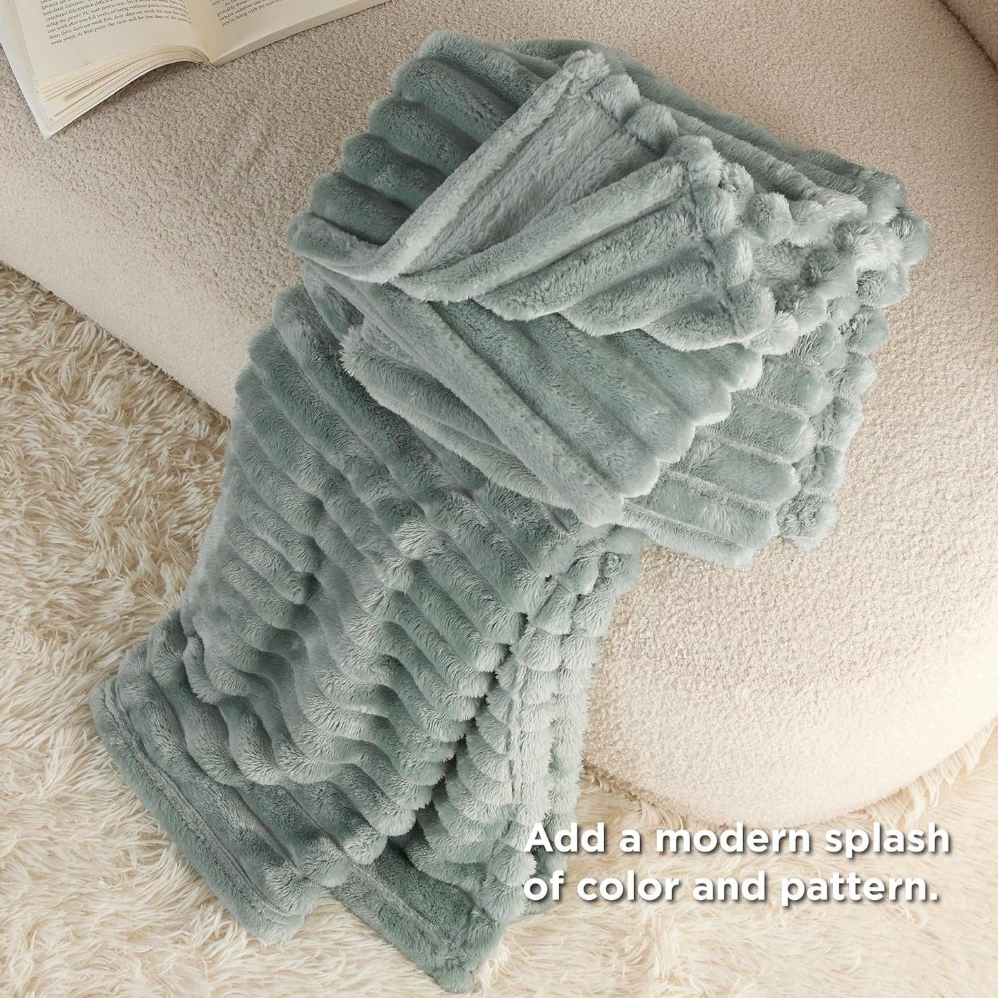 BEDSURE Sage Green Fleece tæppe til sofa - Super bløde hyggelige tæpper til kvinder, sødt lille tæppe til piger, 127 X 152 Cm senge og tæpper Beuche den BEDSURE-Store