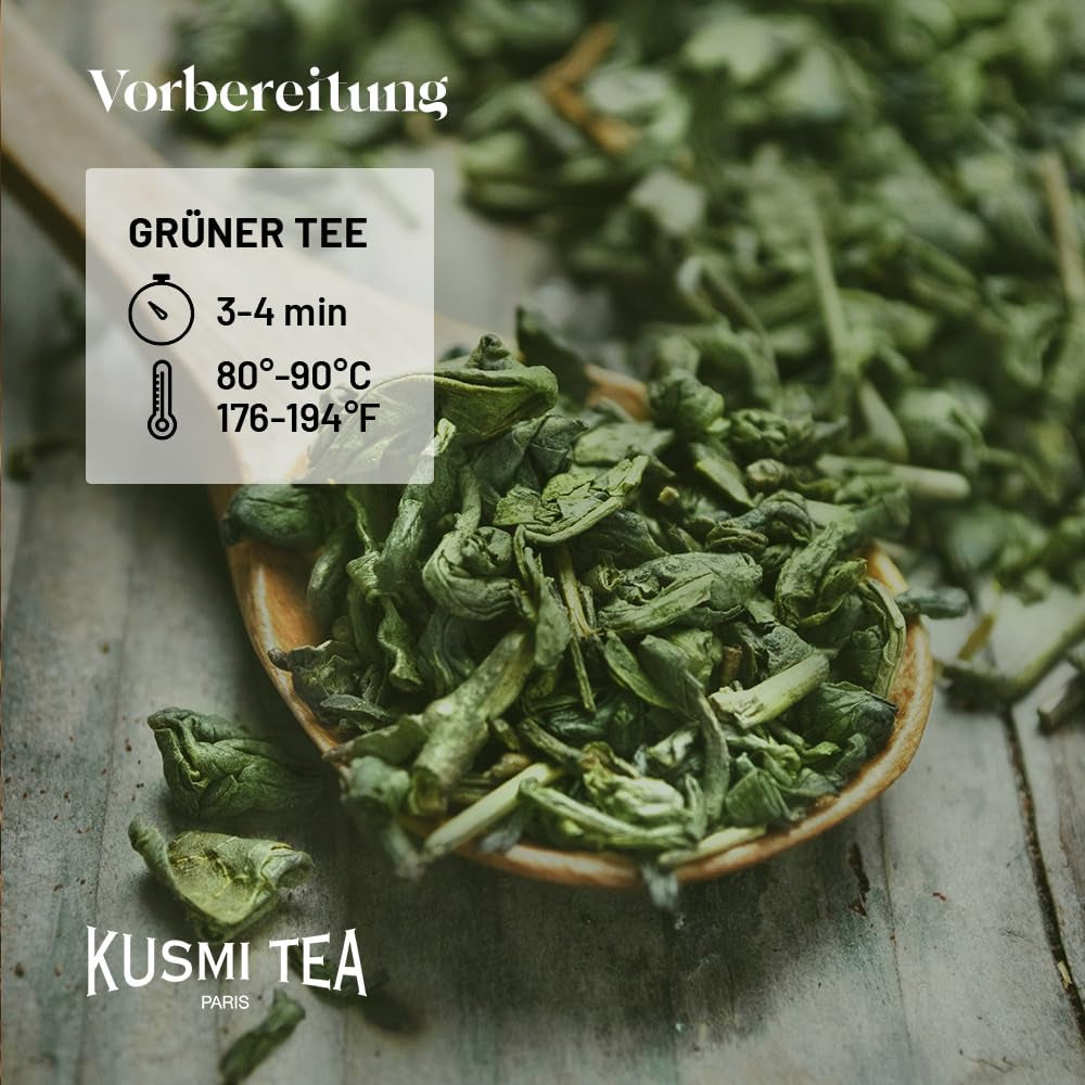 Kusmi Tea - Pakke med 2 - Jasmine Green Tea - Økologisk Jasmine Green Tea Blend - 100% økologisk grøn te - Kan indtages varm eller kold - 2X20 teposer