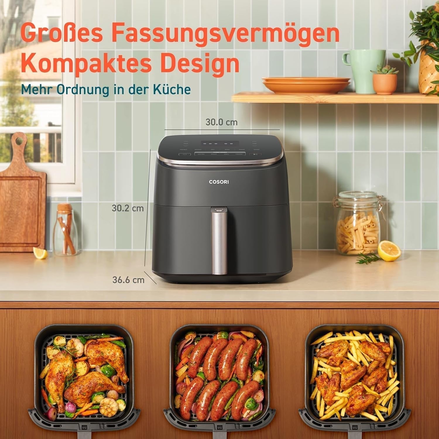 Cosori Turboblaze Hot Air Fryer Airfryer, 9-i-1, 6 liter, lydløs Hvidevarer Naty Shop