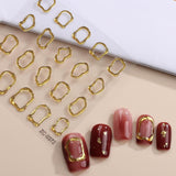 JMEOWIO 6 Blatt 3D Nagelsticker Goldene Unregelmäßige Geometrisk Nail Art Sticker Selbstklebend Nagelaufkleber 5D Stereoskopisk Dekoration Nageldesign Zubehör