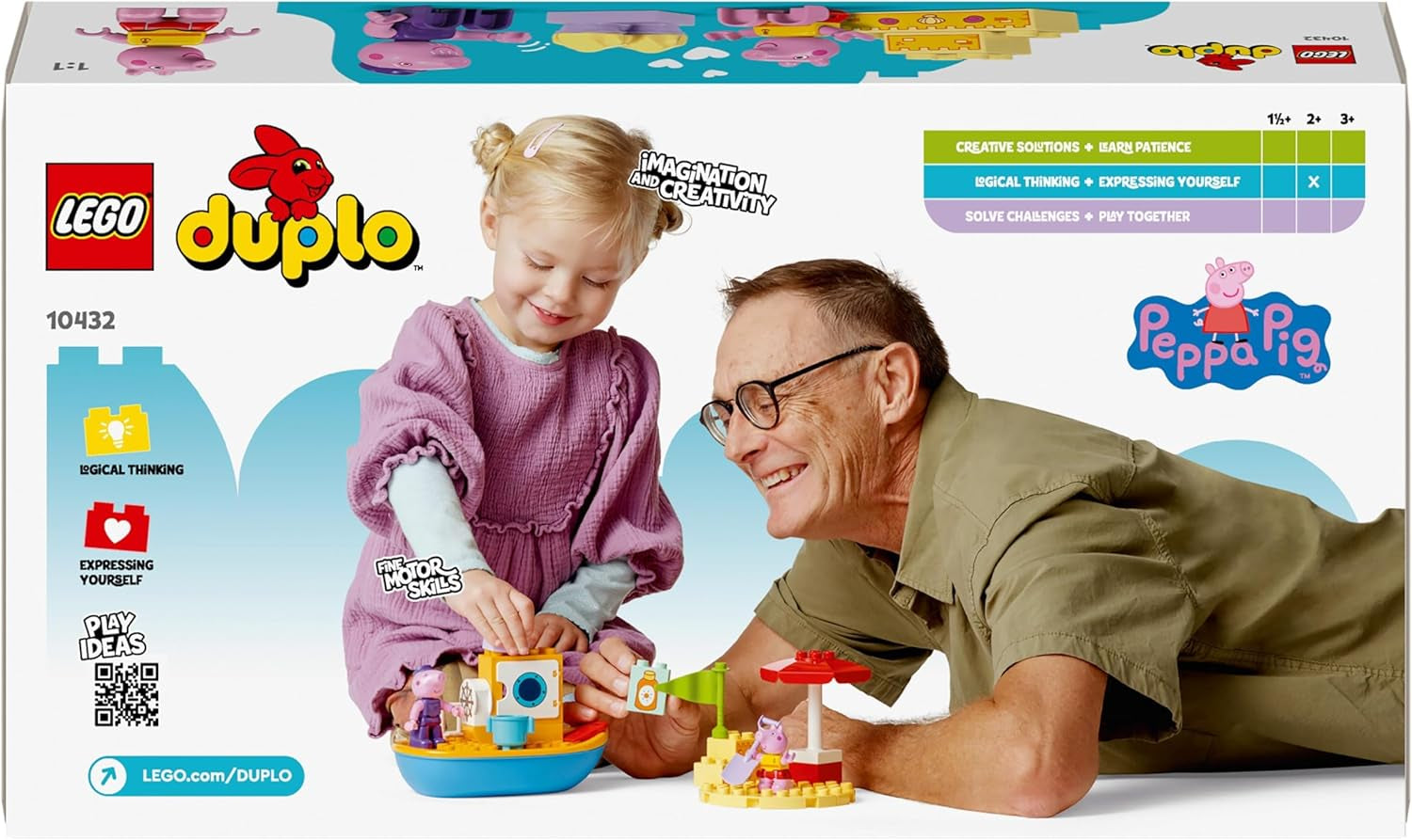 LEGO DUPLO Peppas bådtur: Legetøjsbådslegesæt til bygning og genopbygning med 2 figurer, kreativt legetøj, gaveidé til 2-årige, drenge og piger 10432 byggesæt Besuche den LEGO-Store