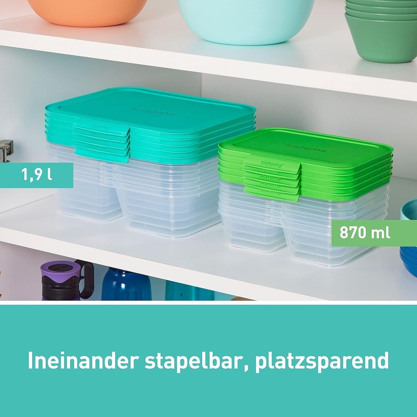 Nest IT-system fødevareopbevaringsbeholdere Måltidsforberedelseskasser | 1,9 liter lufttætte opbevaringsbeholdere med TRE rum og låg | BPA-fri | Grøn | 5 stk Naty Shop madopbevaringsbokse