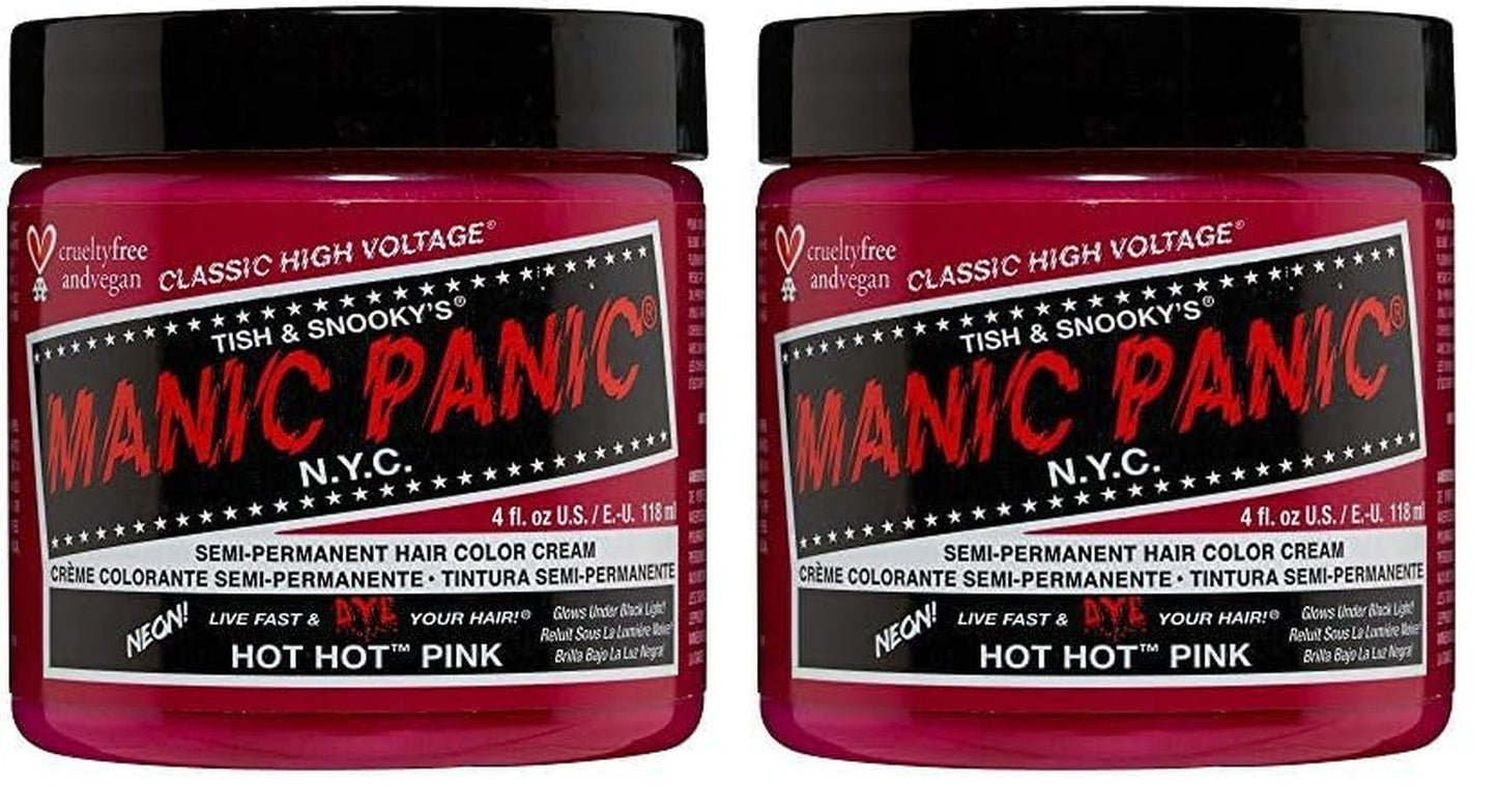Manic Panic Hot Hot Pink Classic Cream Vegan Cruelty Free Semi Permanent Hårfarve 118ml Naty Shop Hårfarve Hot Hot Pink 118 Ml (2 Pack)
