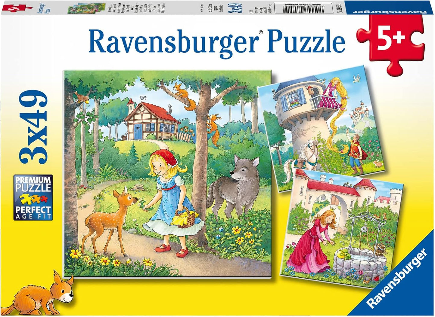 Ravensburger Puslespil til børn - 08051 Rapunzel, Rødhætte og Frøkongen - 3X49 brikker puslespil til børn 5+ 3X49 brikker Naty Shop Standardtitel