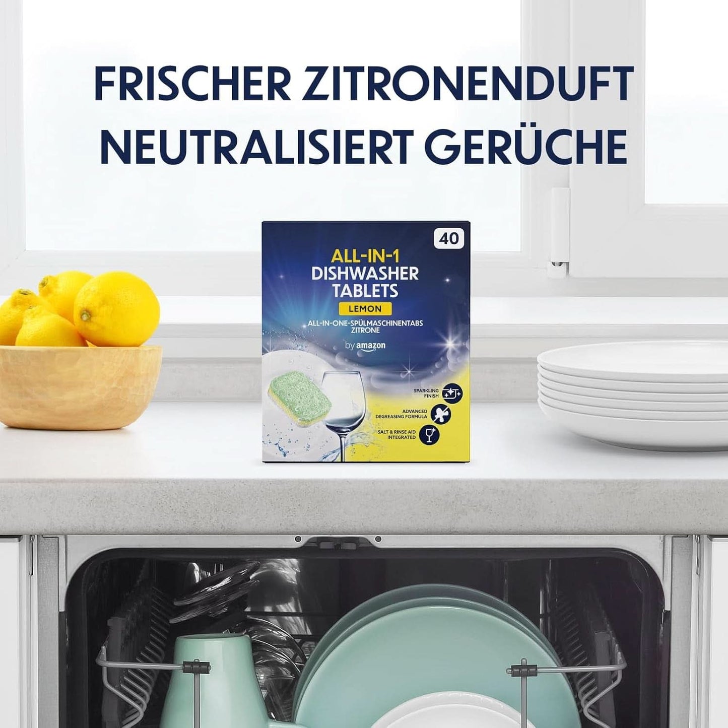 Alt-i-én opvasketabletter, citron, 40 tabletter Naty Shop Køkkenvaskemidler