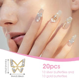 20 stk Glitter Butterfly Nail Charms, Nail Art Rhinestones, Nail Stones, Butterfly Nail Art, Rhinestones, Valentinsdag Nail Charms, DIY Mobiltelefon Case Decoration