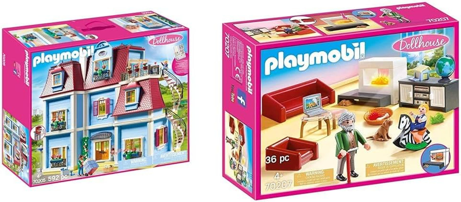 70205 My Big Dollhouse with Working Bell, Ages 4+ og 70207 Hyggelig stue med lyseffekt dukkehus, Ages 4+