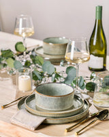 GBhome keramisk porcelænssæt til 6 personer 18 stykker Reactive Glaze Håndlavet porcelænsservicesæt Mikrobølge- og opvaskemaskine Tåler skål- og tallerkensæt