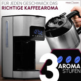 Kaffemaskine Profi Cook | 8-10 kopper | Timer | Sensor Touch-kontrol | 1,2 liter dobbeltvæg termokande | Smagsforsegling | Kaffemaskine med filter i rustfrit stål | PC-KA 1191