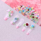 300 Stück Niedlich Blume Nail Charms, 3D Resin Blomster Camelie Rose Nägel Charms Mit Perle, Gemischt Größe Bunte Flower Nägel Deko Für Frauen Nail Art Zubehör