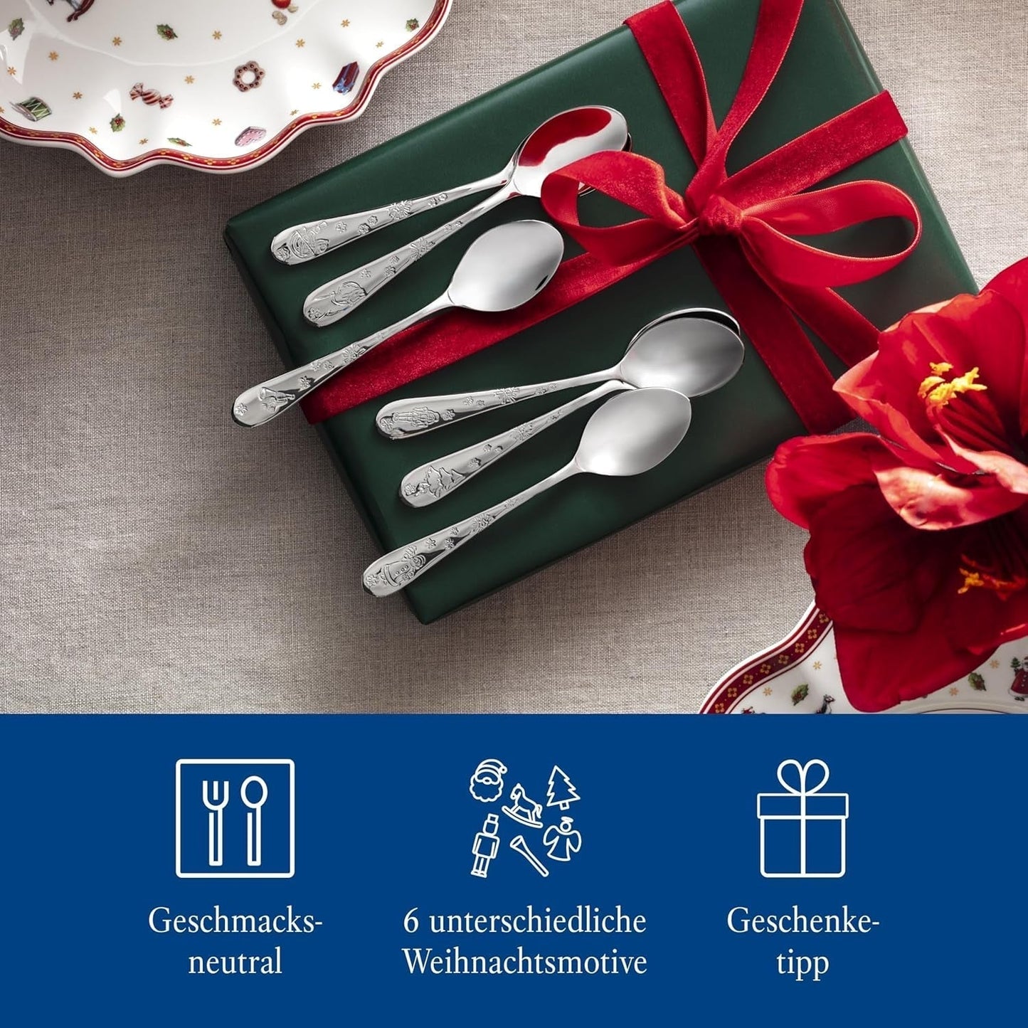 Villeroy & Boch - Toy'S Delight kaffeskesæt 6 styk Silver Platinum, tåler opvaskemaskine Kitchen Naty Shop