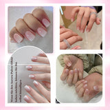 120 stk Nøgne lyserøde falske negle med neglelim - 12 størrelser Kort oval firkantet tryk på negle - smukke negle, lim på kunstige negle - velegnet til kvinders DIY negledesign (Squaval Pink Gradient)