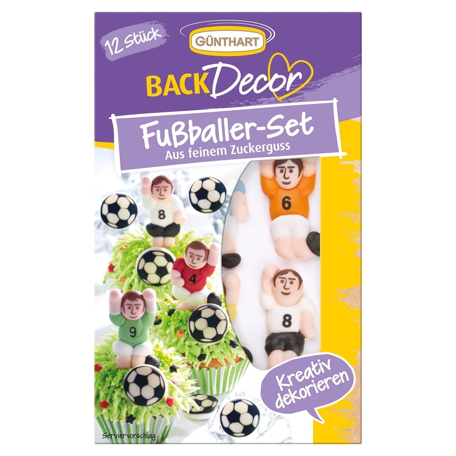 Günthart Backdecor 12 Sugar fodboldspillere og fodbolde, 21 gram Naty Shop