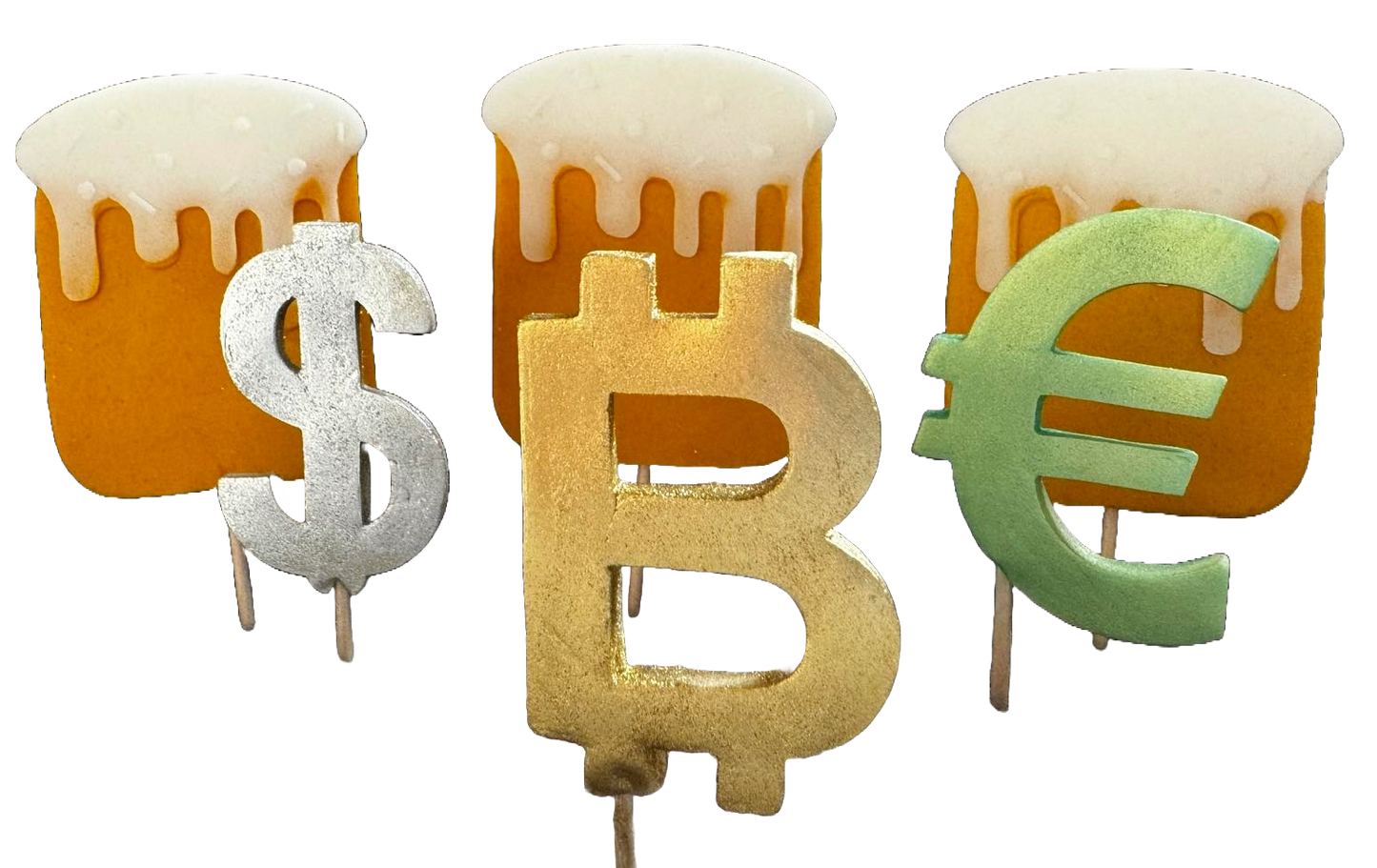 Sæt med 6 spiselige sukkerdekorationer, Wealth Decorations fra Sugar Paste Naty Shop