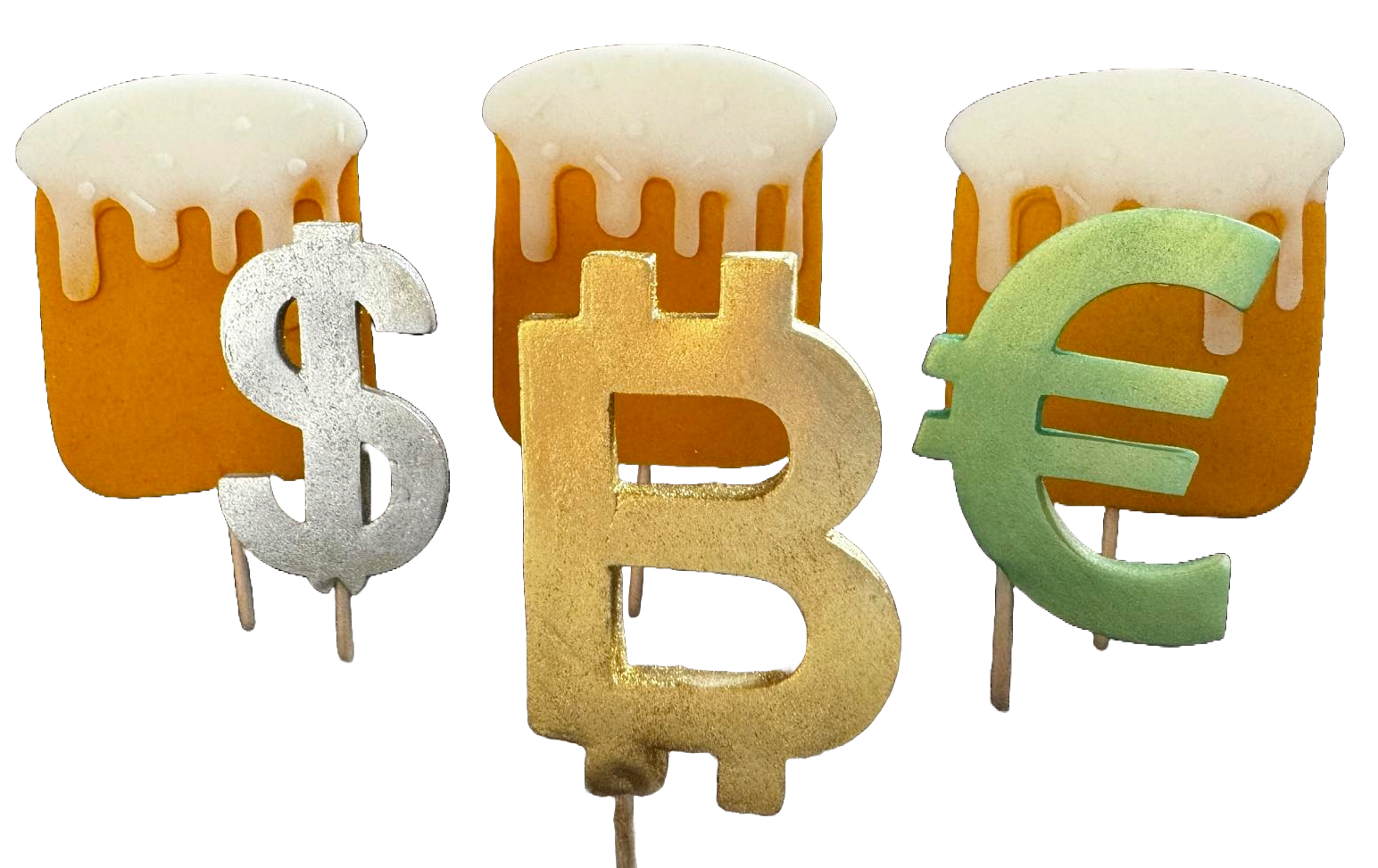 Sæt med 6 spiselige sukkerdekorationer, Wealth Decorations fra Sugar Paste Naty Shop