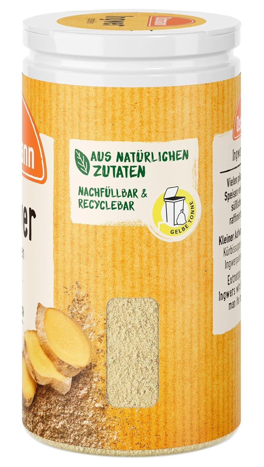 Ostmann Gewürze - Ingwer gemahlen | Genbrugs- og genbrugsemballage | 30 g i der Streudose