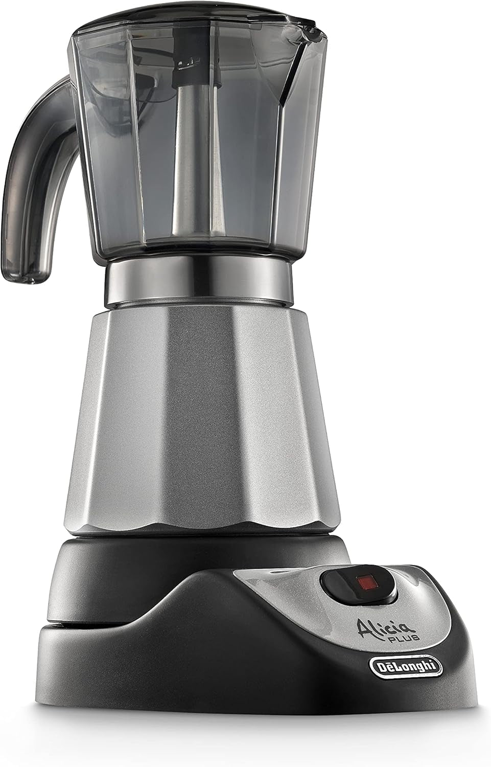 De'Longhi Alicia Plus EMKM6.B Moka Pot (360° drejelig, 550 W) Sølv-sort