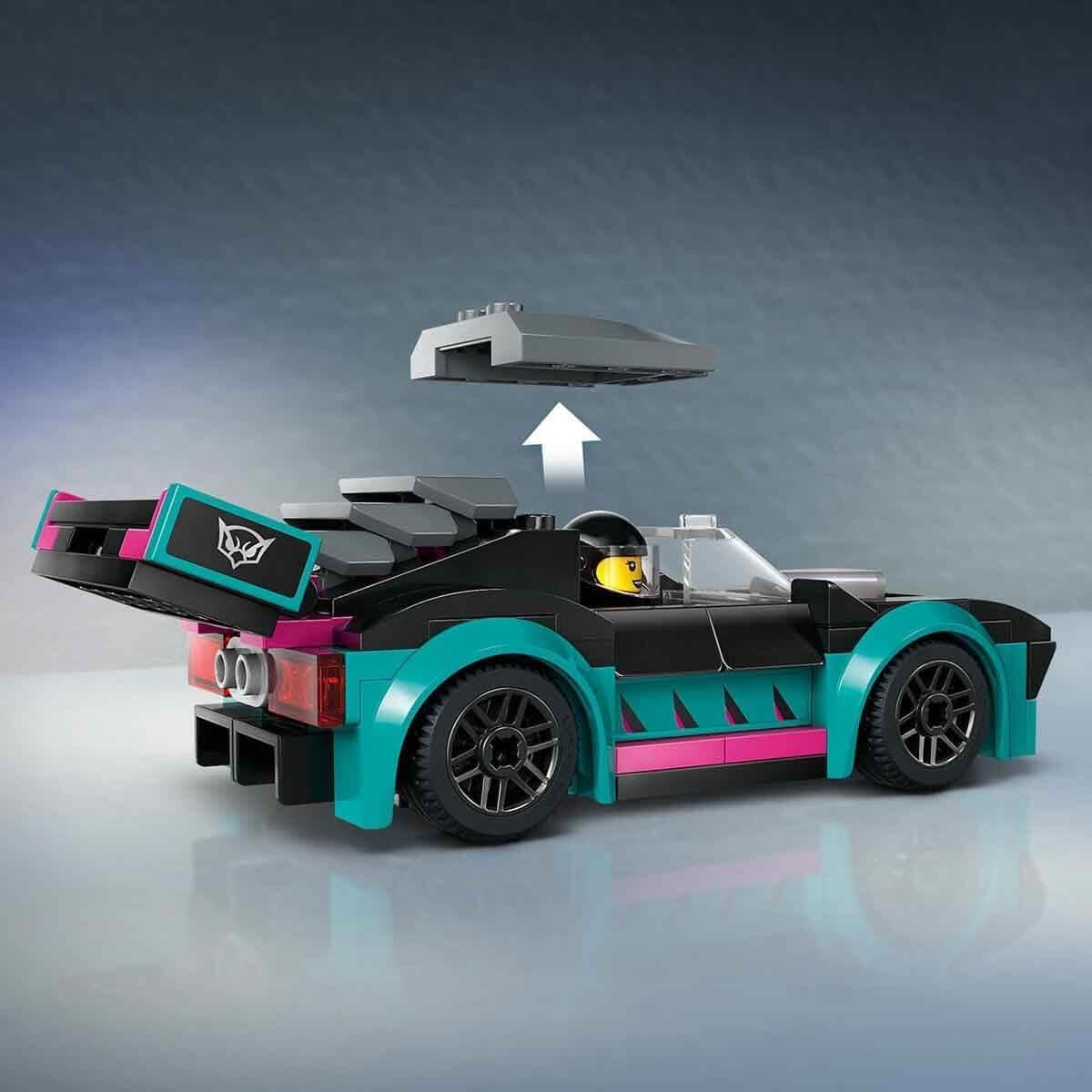 LEGO City Car Transporter med racerbil, legetøjslastbil med justerbar læsserampe og racerbil, byggesæt med 2 minifigurer, racerkører og lastbilchauffør, til børn fra 6 år 60406 Byggesæt Besuche den LEGO-Store