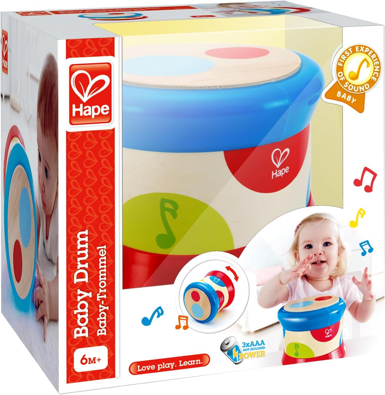 Hape Babytromme | Rullende musiklegetøj for de små til at lære rytme og forskellige lyde, batteridrevet, fra 6 måneder Baby Toys Naty Shop