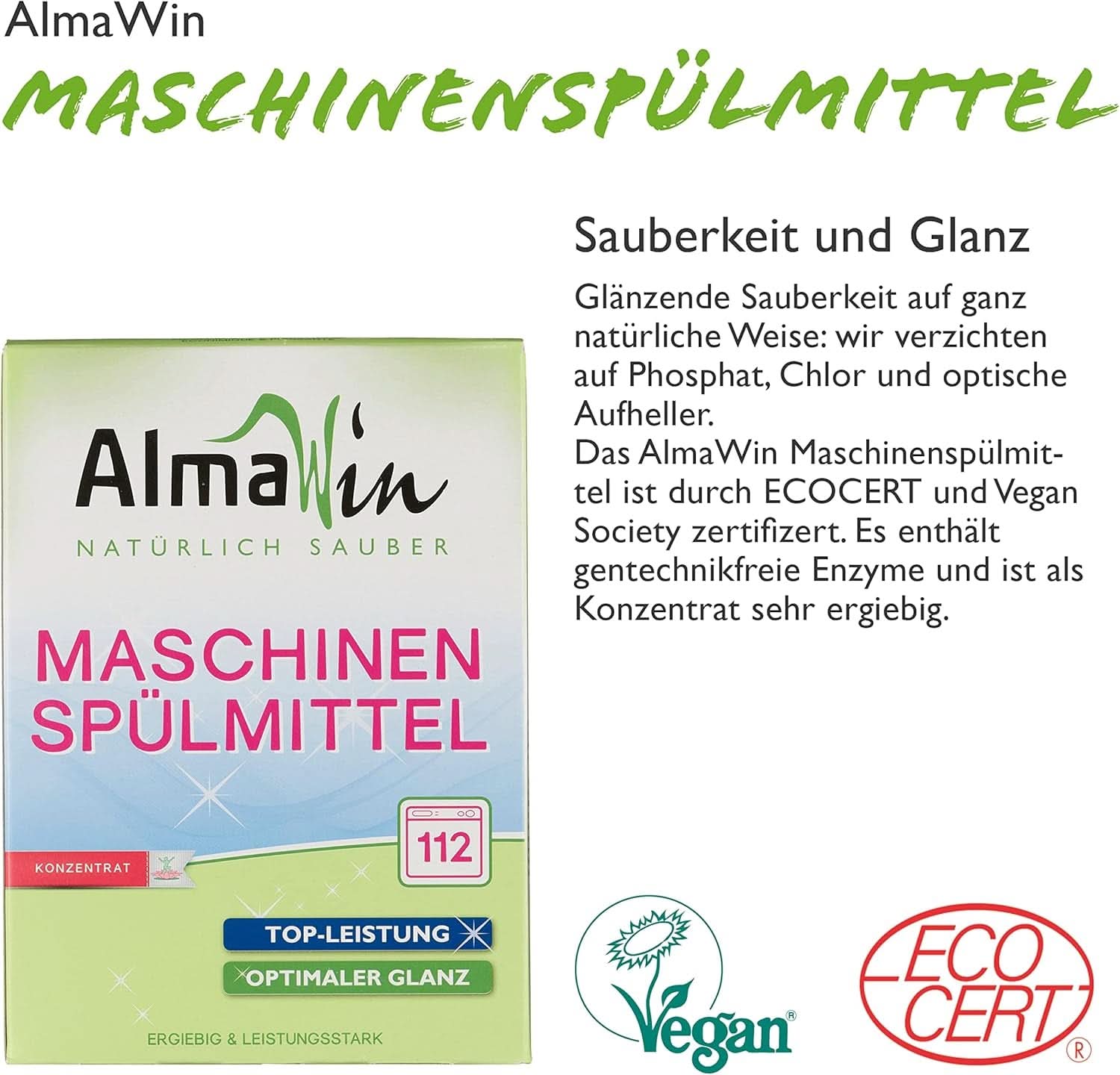 Almawin eco, opvaskepulver 2,8 kg, 112 vaske, kan doseres til forskellige mængder opvask Naty Shop