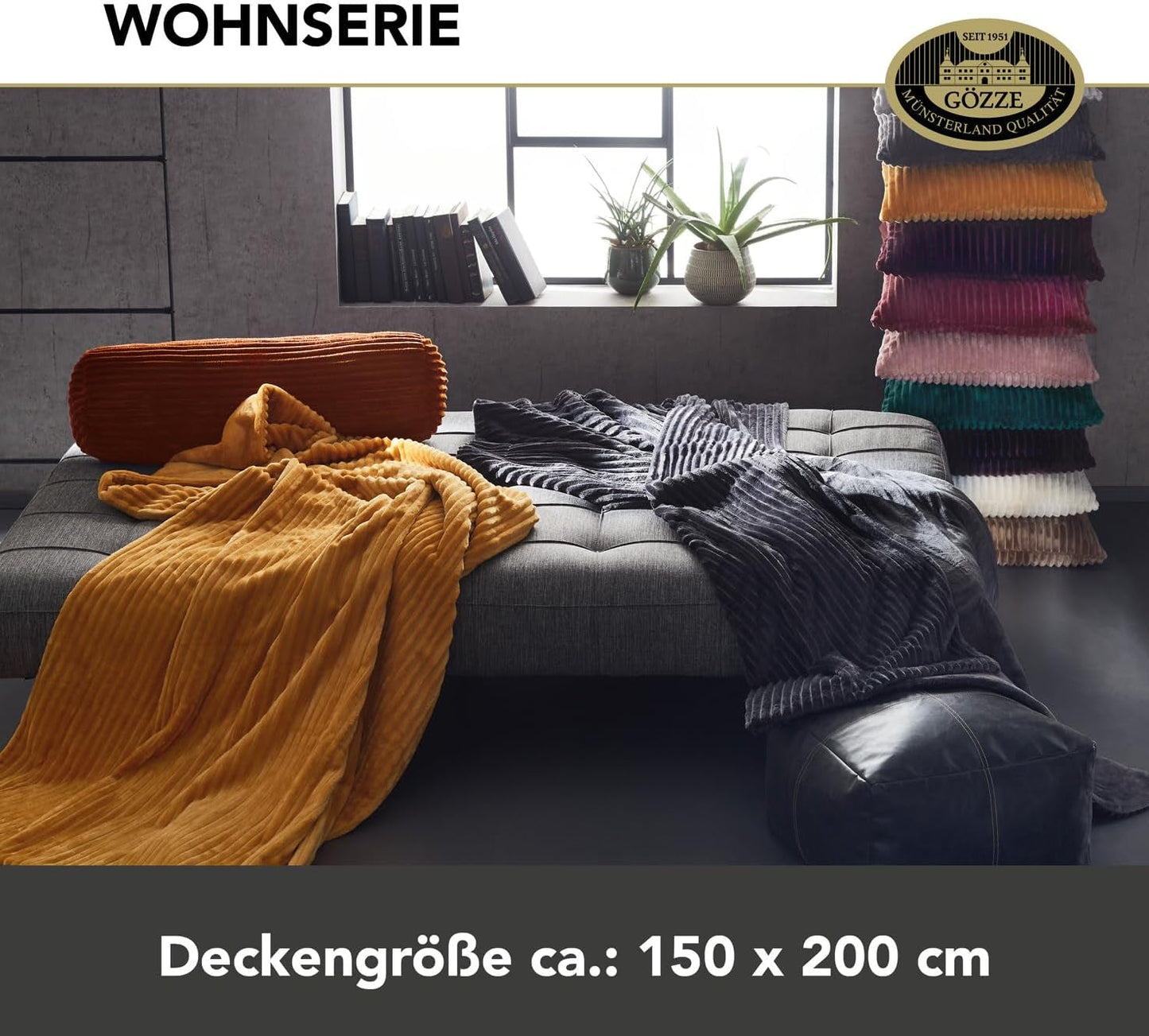 Gözze - Behageligt og blødt tæppe i fløjlslook, 1620G/stk, 150 X 200 Cm - kanel Senge og tæpper Besuche den Gözze-Store
