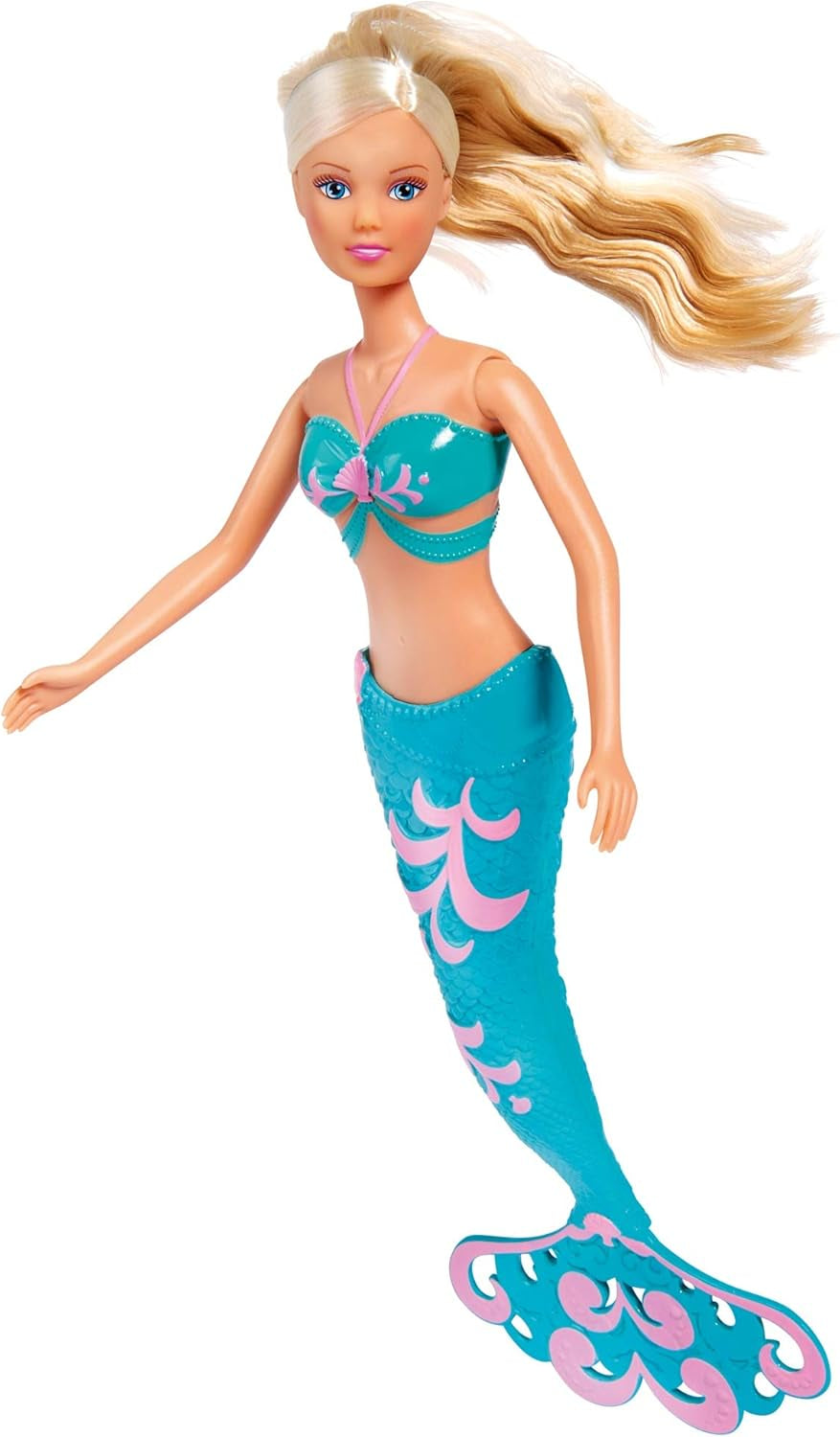Simba 105733336 - Steffi Love Mermaid Friends, Magisk havfruedukke med søster Evi, delfinfigur og mere, legetøj til børn fra 3 år og opefter