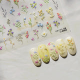 JMEOWIO 3D Nagelsticker Blumen Nail Art Sticker Selbstklebend Nagelaufkleber 5D Stereoskopisk Frühling Sommer Blumen Dekoration Nageldesign Tilbehør 1 Blatt