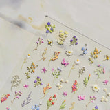 JMEOWIO 3D Nagelsticker Blumen Nail Art Sticker Selbstklebend Nagelaufkleber 5D Stereoskopisk Frühling Sommer Blumen Dekoration Nageldesign Tilbehør 1 Blatt