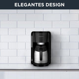 Rowenta Adagio Filter Espressomaskine, Termokande i rustfrit stål, Holder kaffen varm i op til 4 timer, Kapacitet på 10-15 kopper, 1,25 L Kapacitet, Aftagelig filterkurv, Autosluk, Sort, CT3818