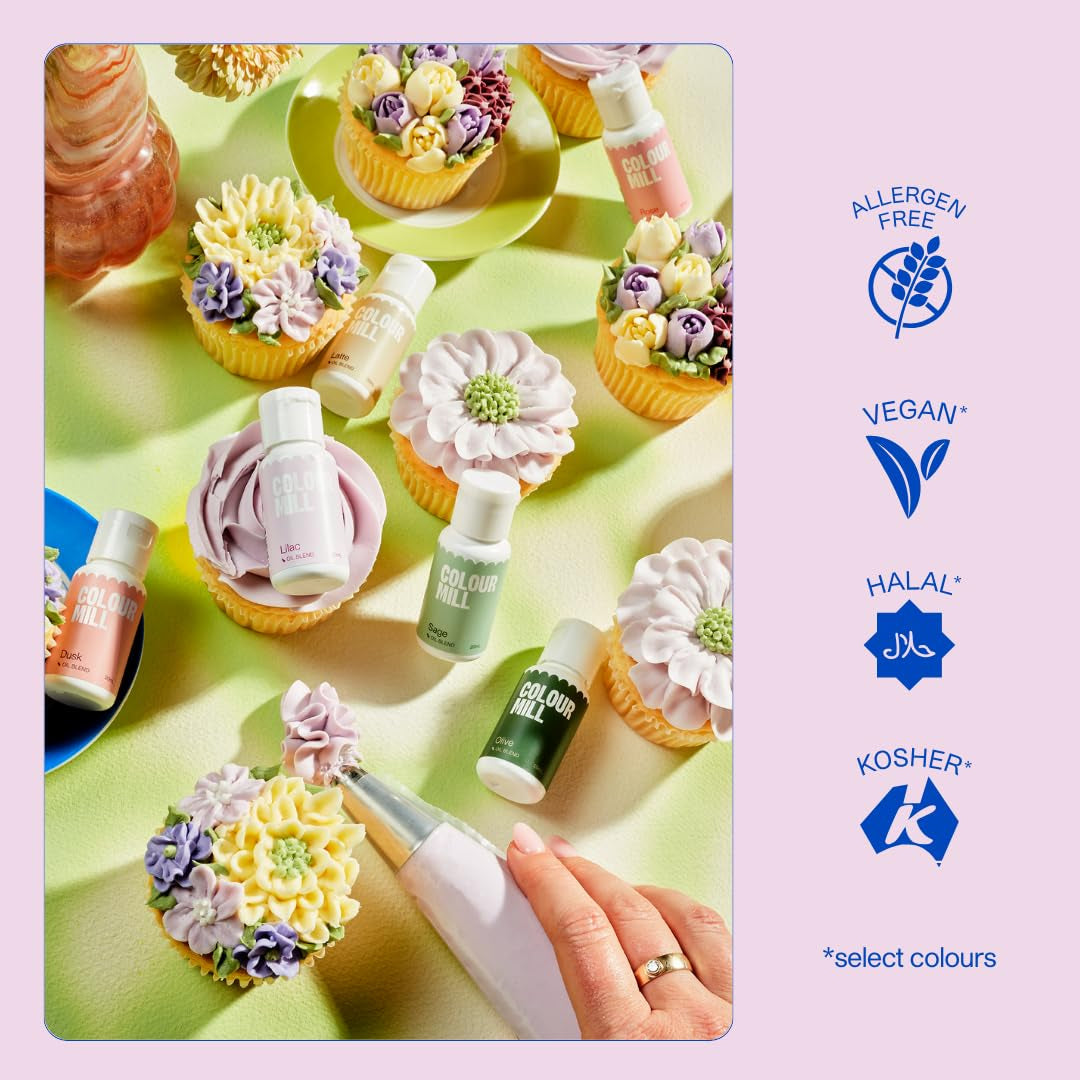 Color Mill Oliebaseret gul madfarve - madfarve til chokolade, fondant, muffins, kager, bagning, makroner - madfarve til kagedekoration - 20ml