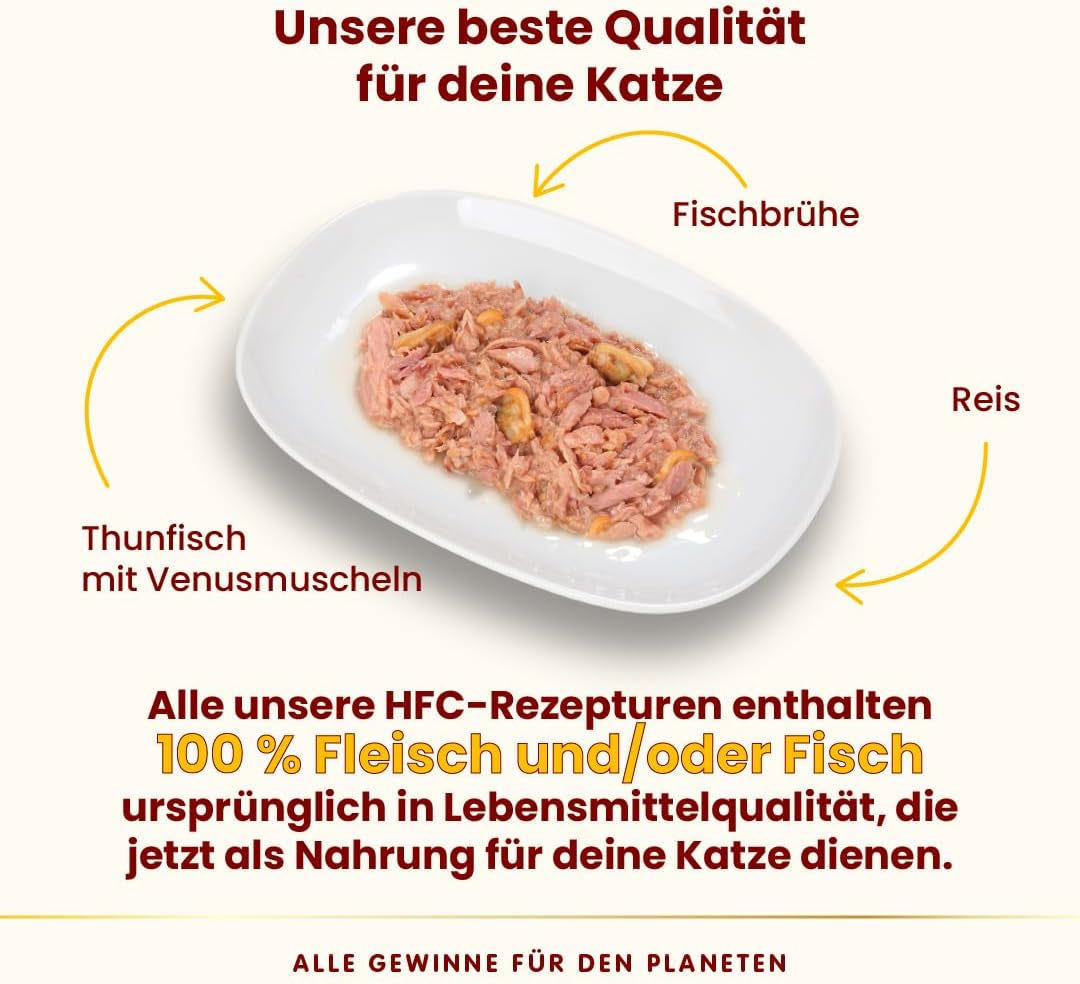 Almo Nature HFC Naturlig våd kattefoder - Tun med muslinger, pakke med 24 (24 x 70 g)