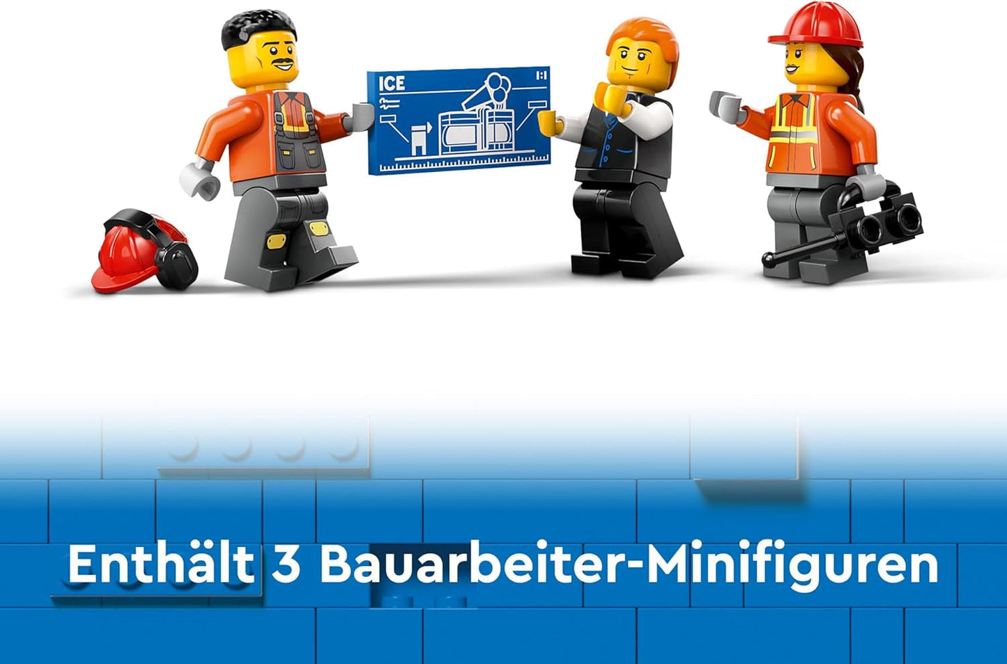 LEGO City larvegravemaskine, legetøjsgravemaskine til børn fra 8 år, byggelegetøj med gravemaskinemodel, bygbar lastbil med tilbehør og 3 minifigurer 60420 Byggesæt Besuche den LEGO-Store