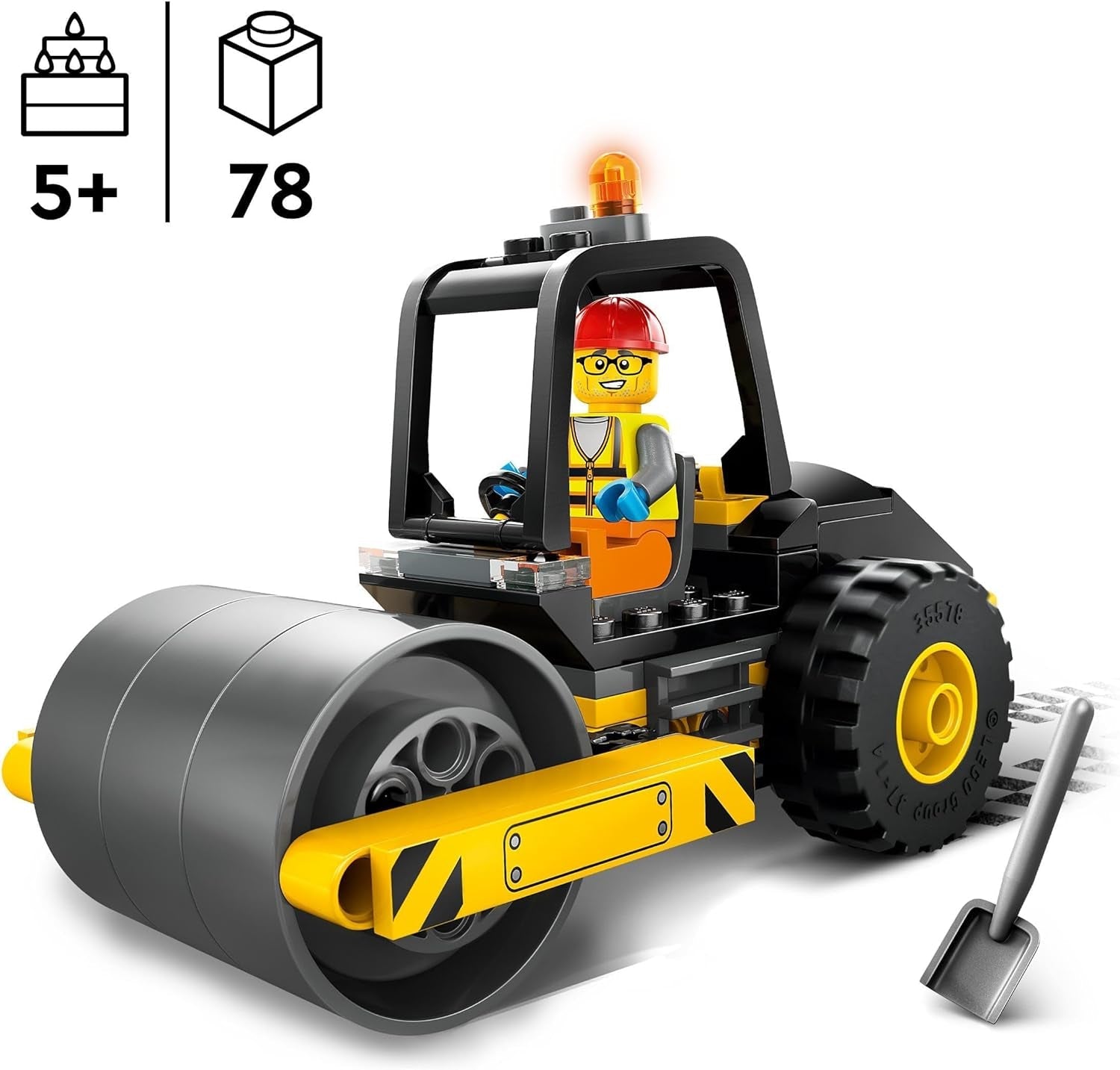 LEGO City Road Roller Byggekøretøj til 5 år børn Damprullelegetøj med bygningsarbejder Minifigur Fantasifuld legeoplevelse for drenge og piger Lille sjov gave 60401 Byggesæt Besuche den LEGO-Store