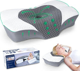 SAHEYER ortopædisk pude nakkestøtte pude hovedpude ergonomisk nakkepude sidesovepude 60 X 40 X 13/11 cm memory foam pude til sidesove ryg og mave Cervikale ortopædiske puder Naty Shop Grey