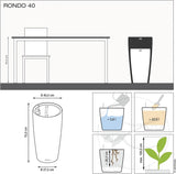 Plantekasse LECHUZA Rondo Premium 32 mat hvid | Plantesøjle med vandingssystem, vandstandsindikator og planteindsats | Mat finish | Ø 32,5 x 56,5 cm | 15786