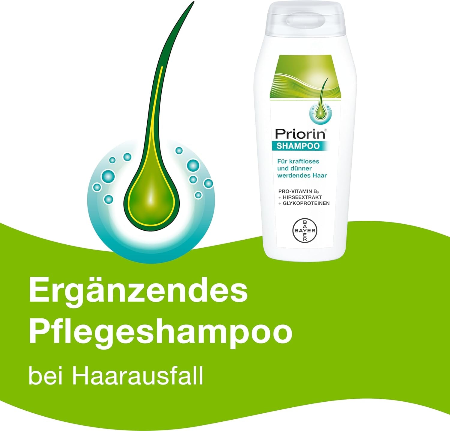 Priorin Shampoo - hårstyrkende shampoo - ekstra pleje til svagt, tyndt hår - uden parabener og farvestoffer - 1 x 200 ml Hårpleje Naty Shop
