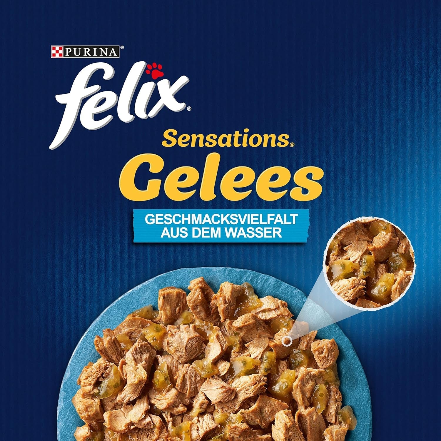 Felix Sensations Våd kattefoder i gelé, assorteret fiskeblanding, pakke med 6 (6 x 12 poser á 85g hver)