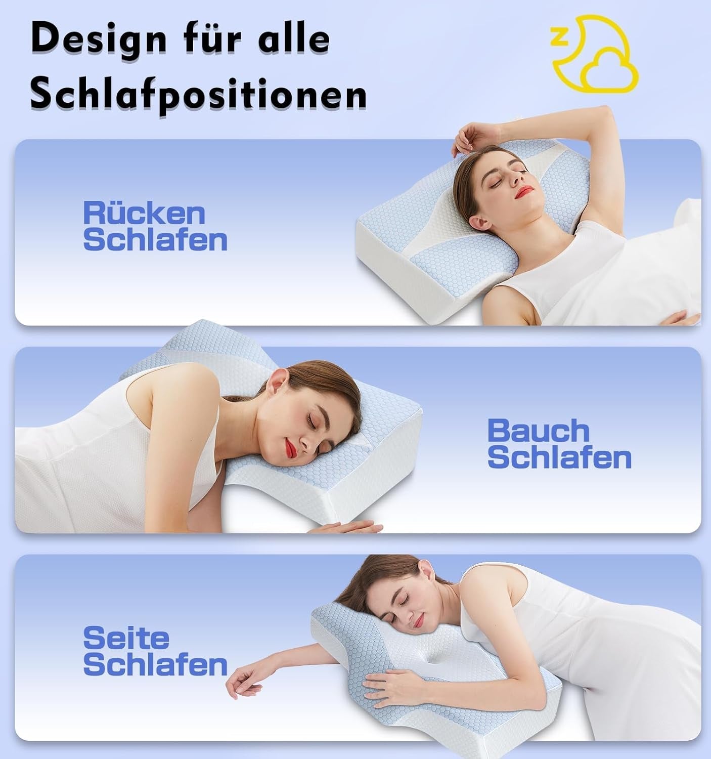 Memory Foam Nakkepude Ergonomisk ortopædisk pude til nakke- og skuldersmerter - Kølende sovepude til side-, ryg- og mavesove med nakkestøtte Cervikal ortopædiske puder Naty Shop
