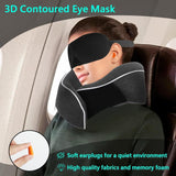 KILDOWS Flynakkepude, Memory Foam Rejsepude, Flyrejsepude med øjenmaske og ørepropper, Ortopædisk nakkepude, Ideel til rejser med fly, bil, tog Cervikale ortopædiske puder Naty Shop
