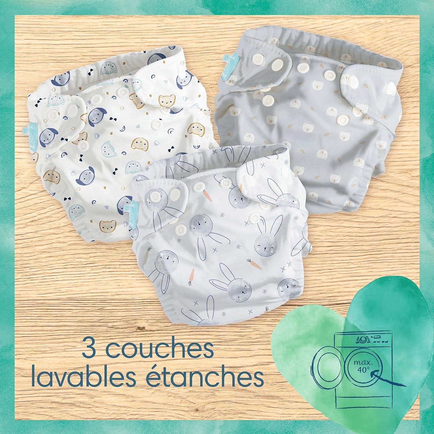 Pampers - Harmony Hybrid startpakke, 3 vaskbare bleer + 25 engangs øverste lag - 1 pakke