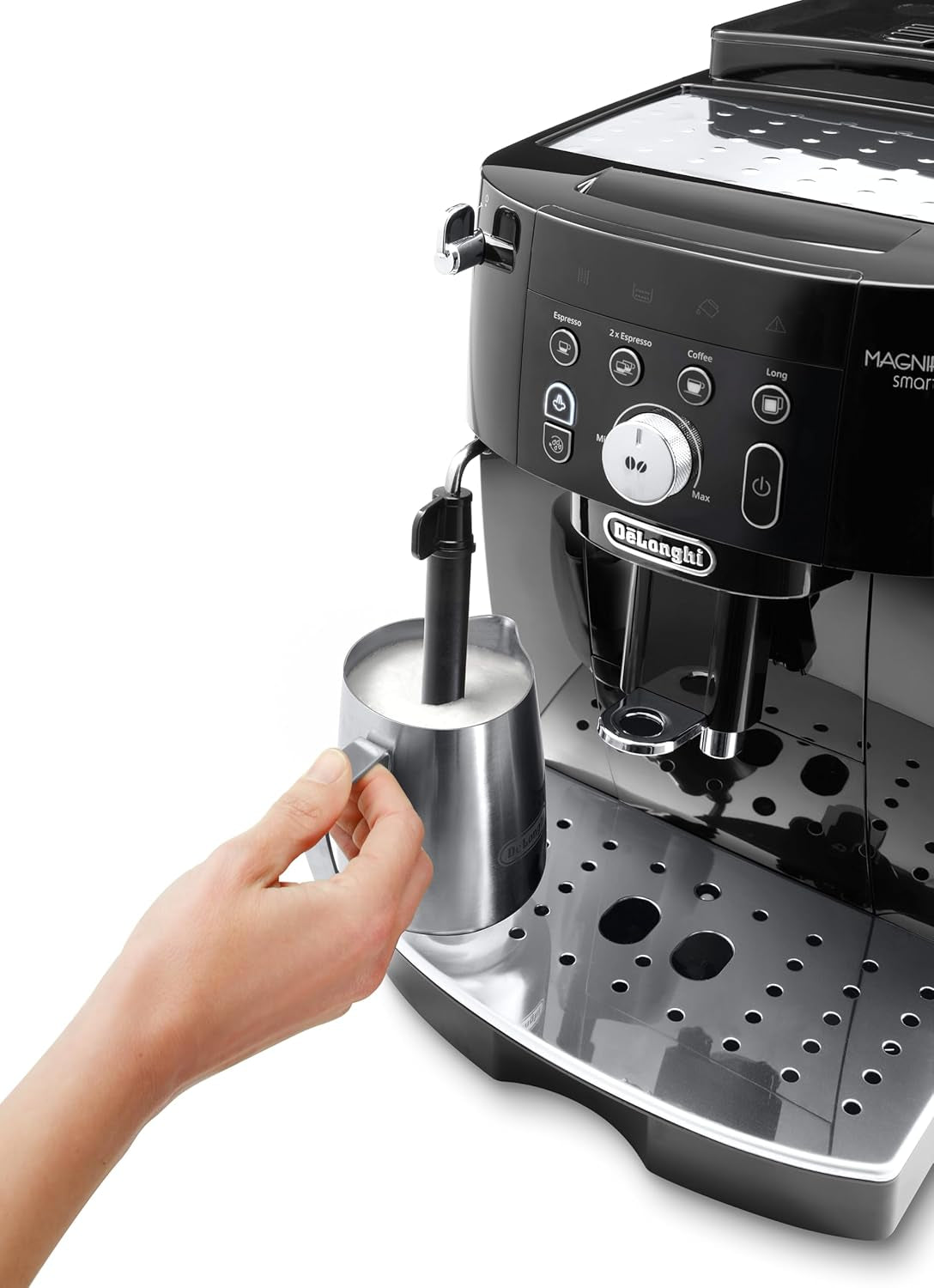 De'Longhi Magnifica S Smart ECAM 230.13.B Fuldautomatisk espressomaskine med mælkeskummer til cappuccino, espresso, kaffe og lang kaffe, direkte valgknapper og drejekontrol, 2-kops funktion, sort