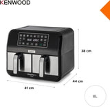 Kenwood Khealthy Twin Airfryer, 8L (2X4L), dobbeltkammer, 8 programmer, Dual Cook & Sync Finish-funktion, touchskærm Hvidevarer Naty Shop