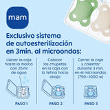MAM naturgummisut, 2-6 måneder, med symmetrisk patte, flad og fleksibel, med selvsteriliserende æske, neutral mat, 2 stk.