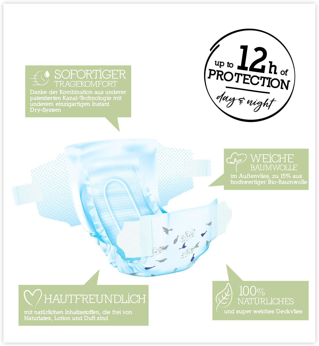 Pure & Nature Økologiske bleer Størrelse 6 XL (17-28 kg) Månedsæske 84 Økologiske bleer