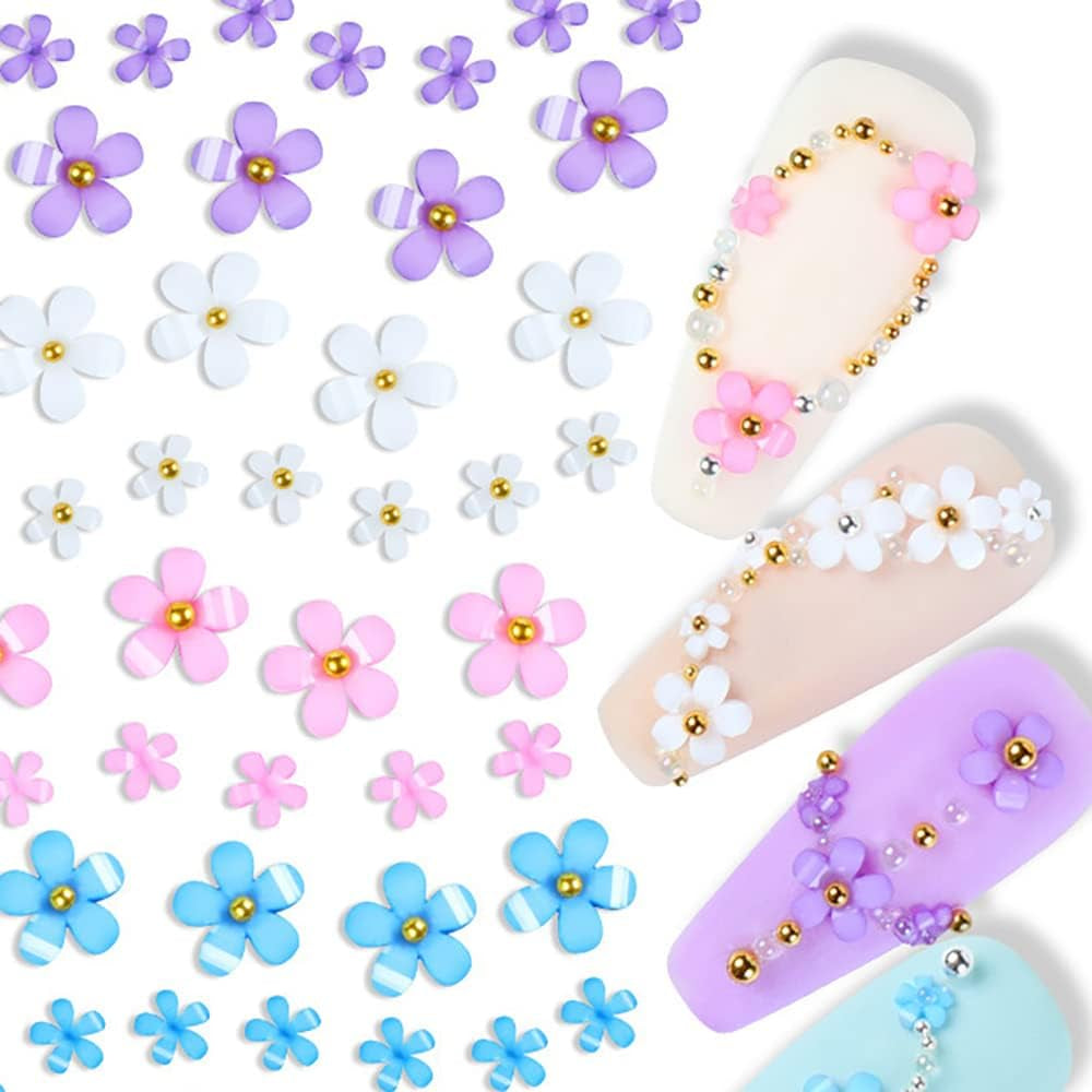 3D blomsternegle, 6 gitter, blomsterneglebetræk, akrylnegle-rhinestones, negletilbehør, DIY-forårsnegledekorationer