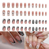 Kunstige negle Naturlig Glitter Kort Tryk På Akryl Selvklæbende Glitter Negle Til Kvinder Piger Nail Art Tilbehør 48 stk.