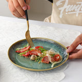 Henten Home Specialtallerkener i stentøj, snack- og sauceskåle - 20x17cm til 4 personer, morgenmadstallerkener i porcelæn - moderne grønt design