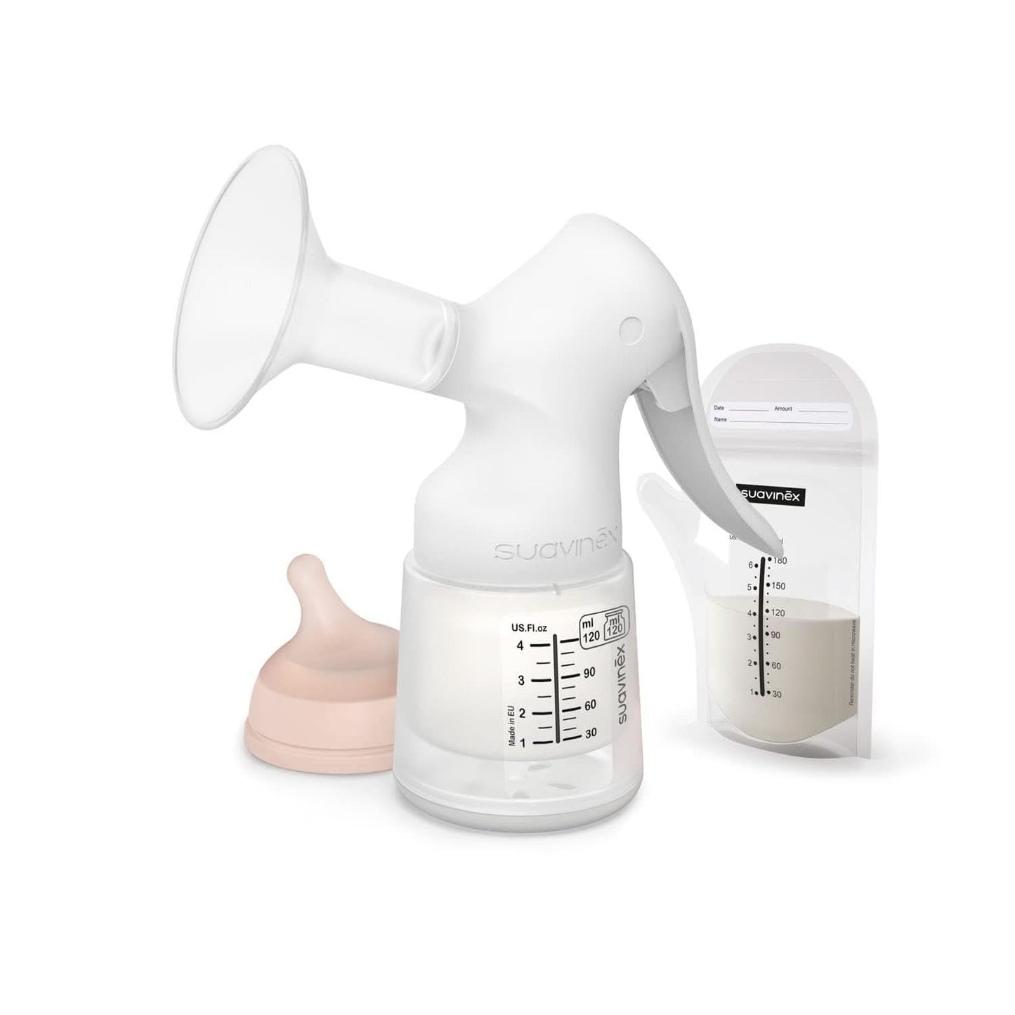 Suavinex, moderbrystpumpe, 120 ml, med justerbart flow Mad og ammetilbehør Bebe Naty Shop
