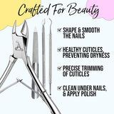 ARMIZ 4-delt neglebåndsskubber og tængersæt, professionelt værktøjssæt til neglebåndsfjerner, multifunktionsmanicure-pedicuretænger i rustfrit stål